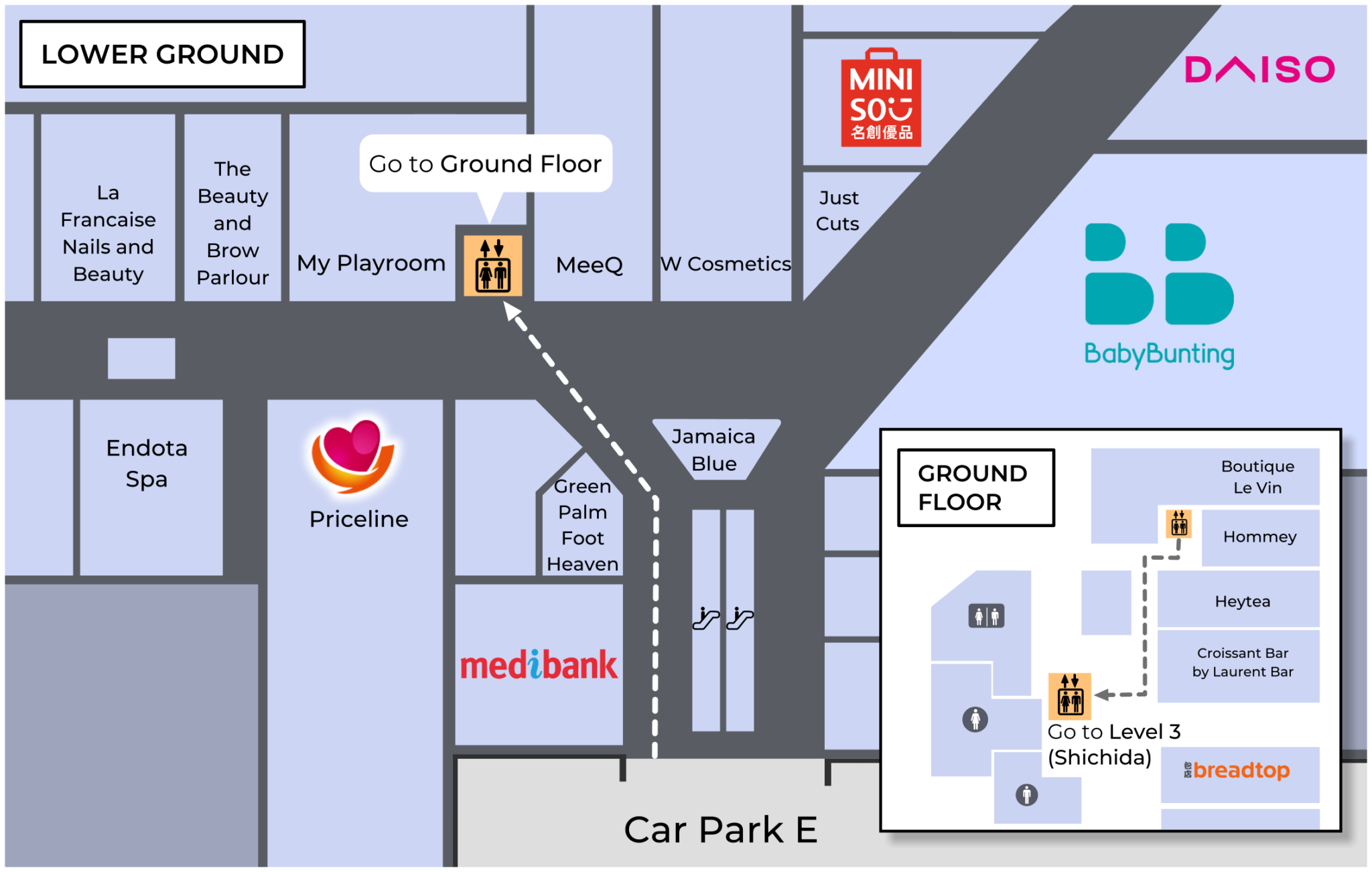 Direction map image to find Shichida Chadstone inside Chadstone Shopping centre