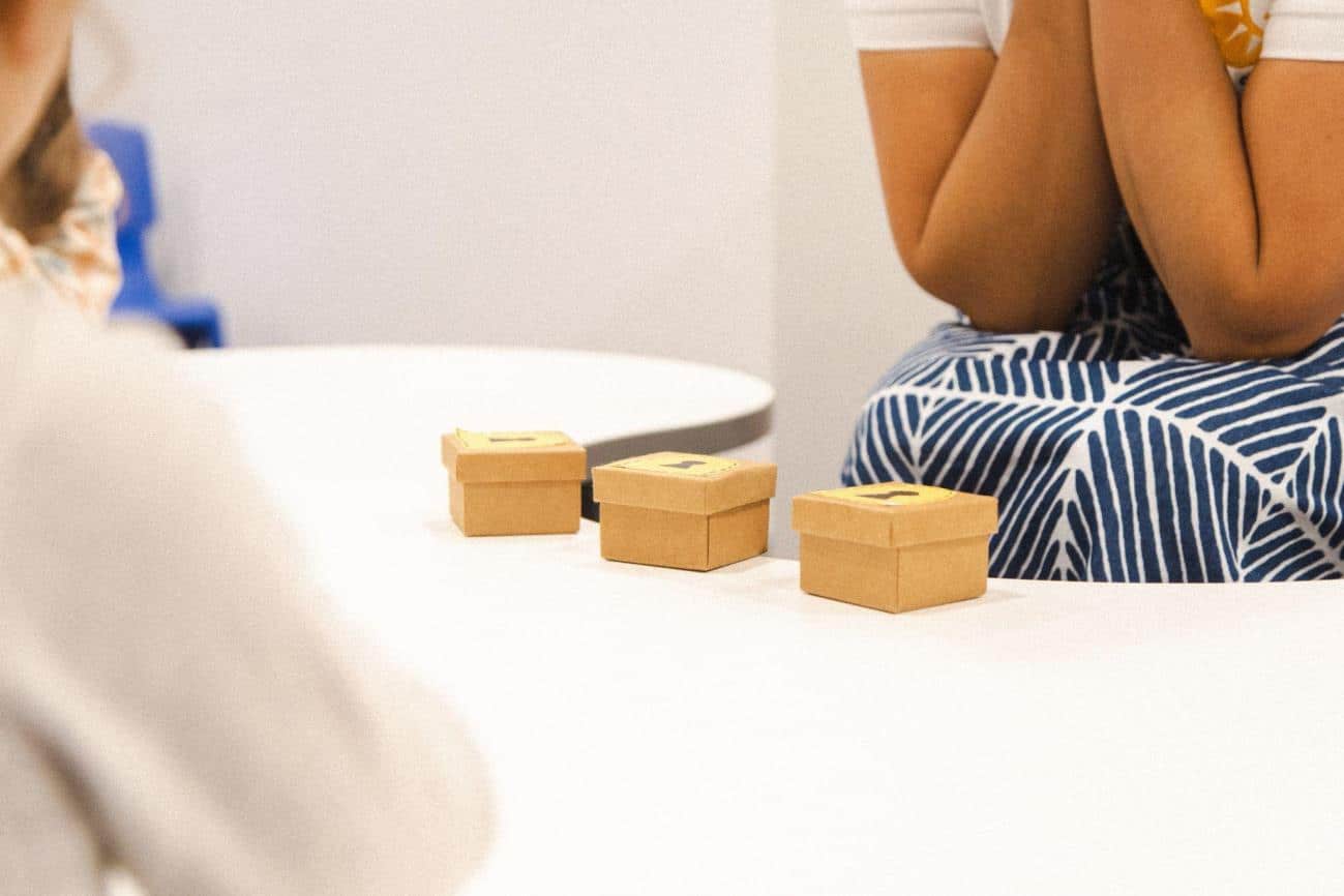 practicing decision-making through intuition - a teacher gives preschoolers 3 options to choose from