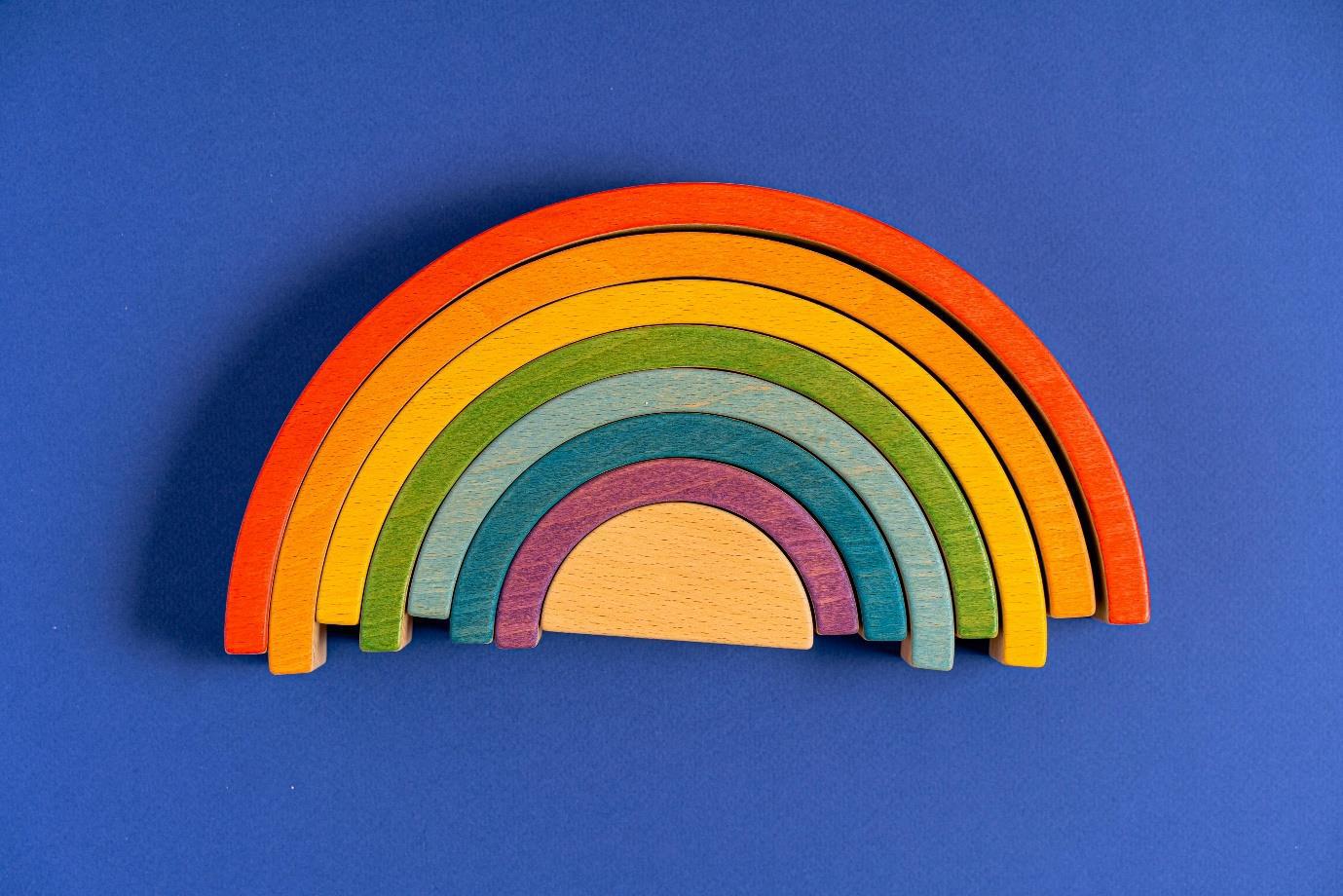 A wooden colourful rainbow for article When Do Babies See Color? Understanding Infant Visual Development